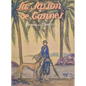 Jean-Gabriel DOMERGUE "La Saison à Cannes" Grande AQUARELLE ORIGINALE pour couverture magazine