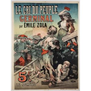 First Poster For Germinal By Emile Zola Lithographic Print Imp. Emile Lévy 81 X 61