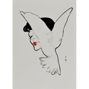 René GRUAU "Le Baiser de la Colombe"  Lithographie originale tirée par Mourlot parfums Dior