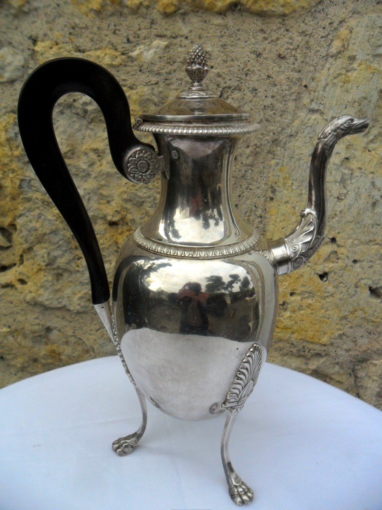 Monogrammed Jug In Silver From The Restoration Period-photo-2