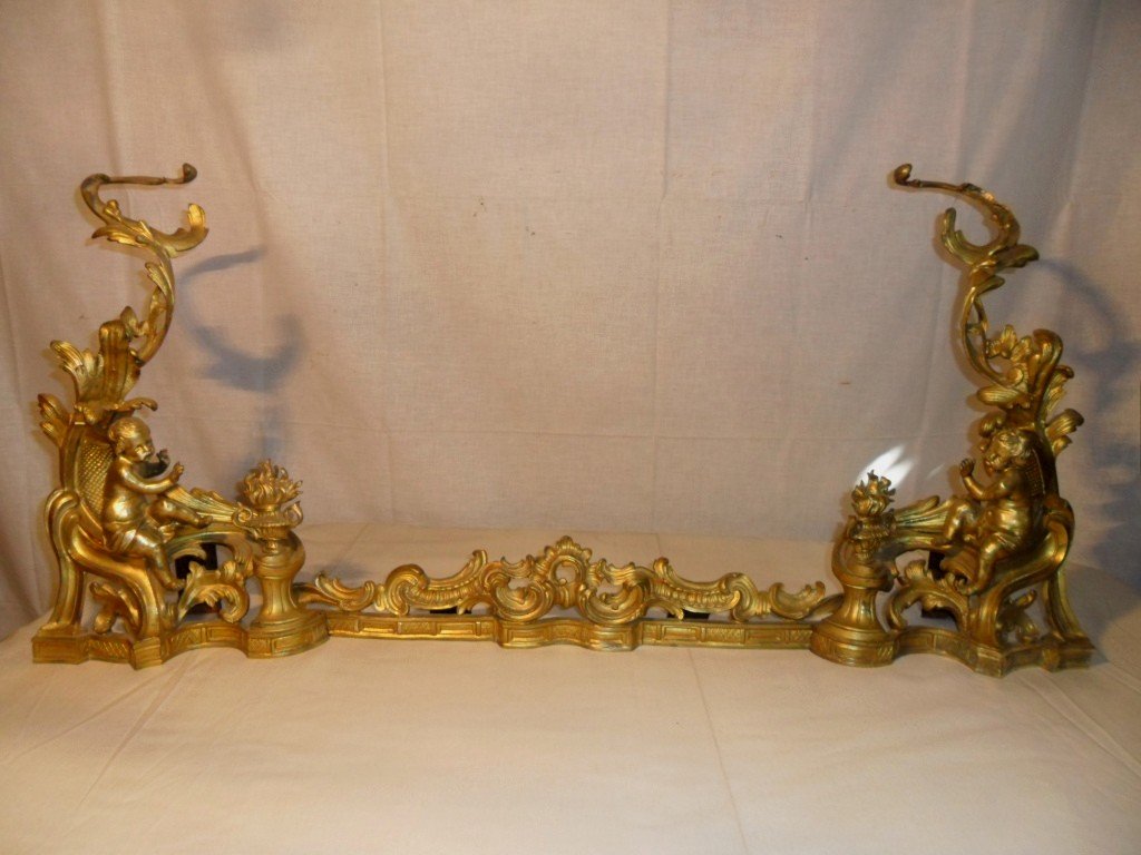 Front Of Fireplace In Gilt Bronze Decor With Putti