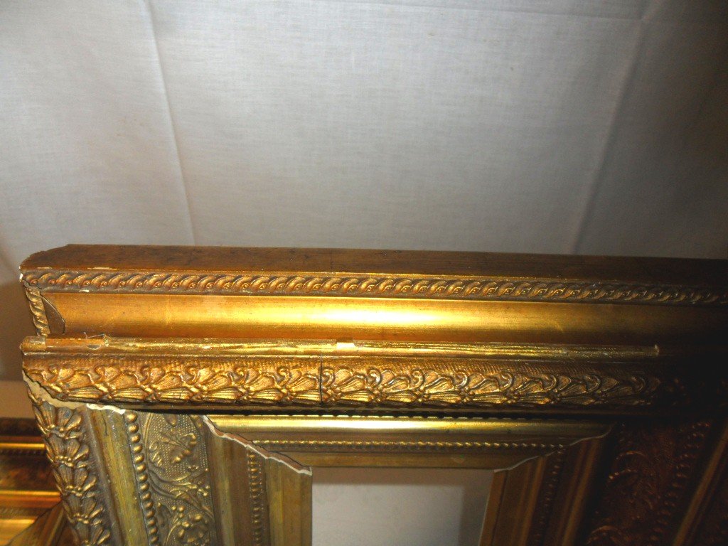 Pair Of 19th Century Frames In Stucco And Gilded Wood Napoleon III-photo-1