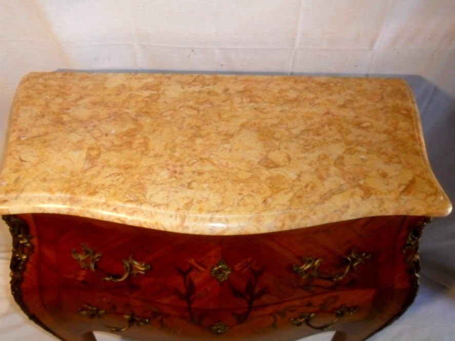 Petite Commode Sauteuse Marquetée De Style Louis XV-photo-2