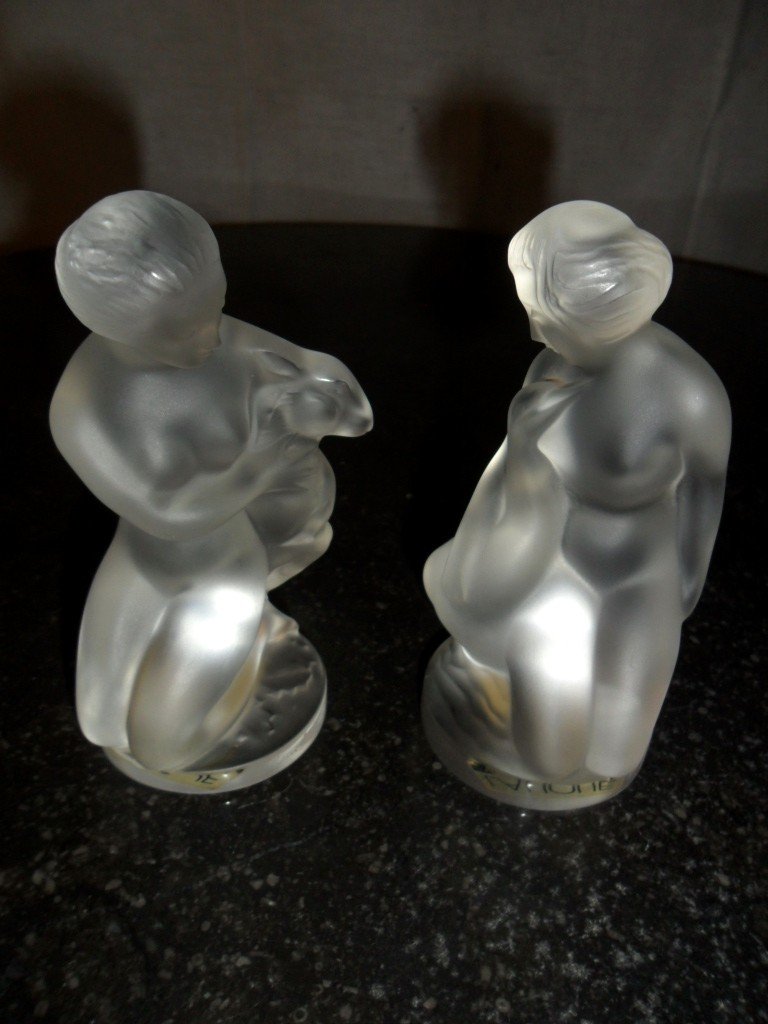 Paire De Statuettes En Cristal Lalique