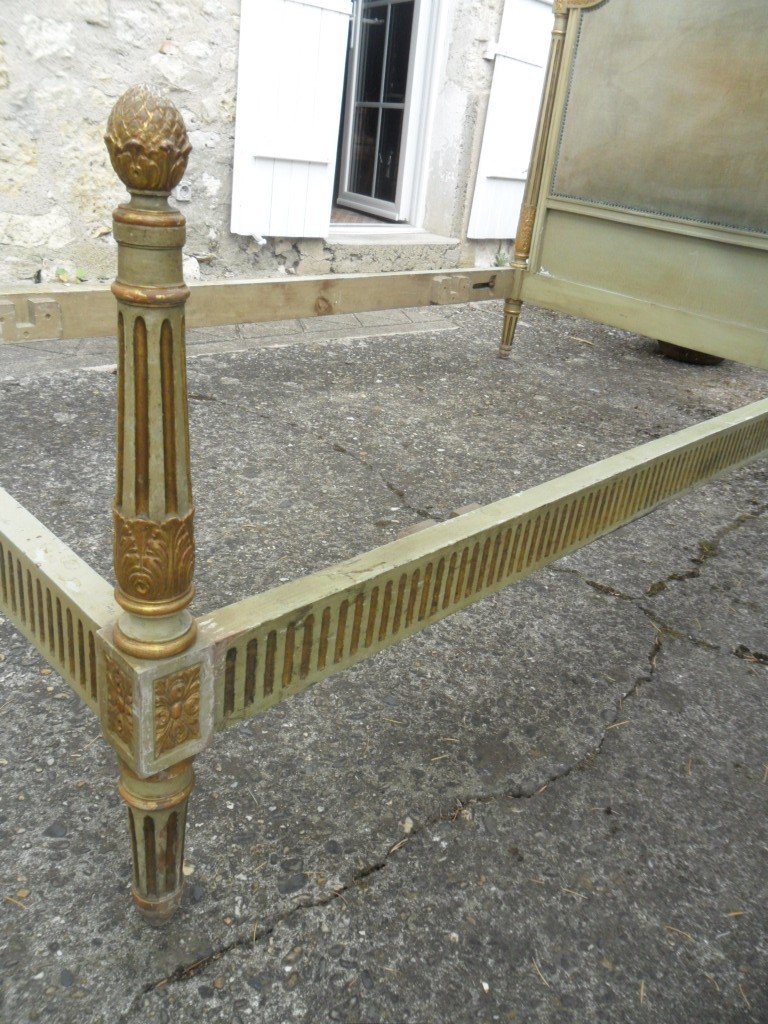 Small Painted Bed In Louis XVI Style, 19th Century-photo-5