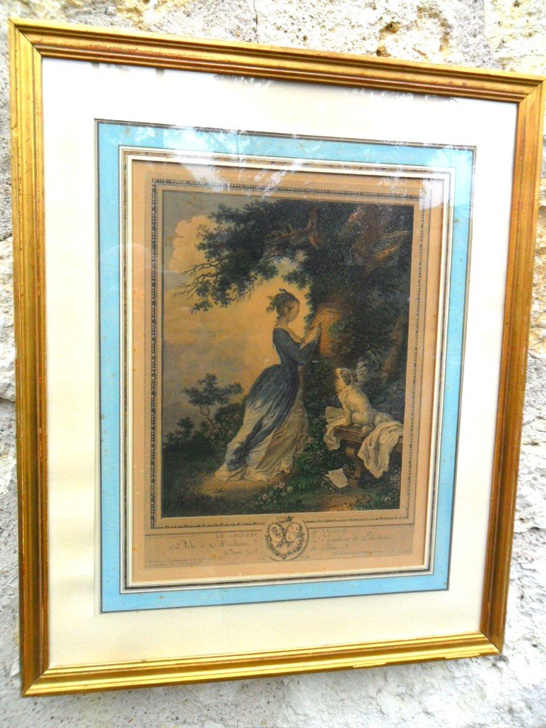 18th Century Engraving After Fragonard "the Love Cipher"-photo-1