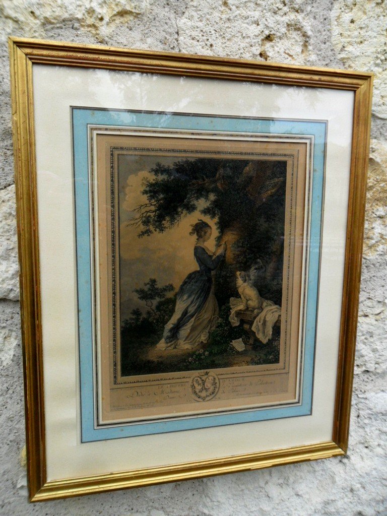 18th Century Engraving After Fragonard "the Love Cipher"