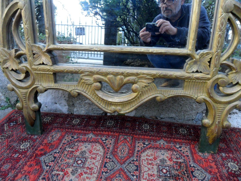 Large Beaucaire Mirror With Glazing Beads In Gilded Wood -photo-3