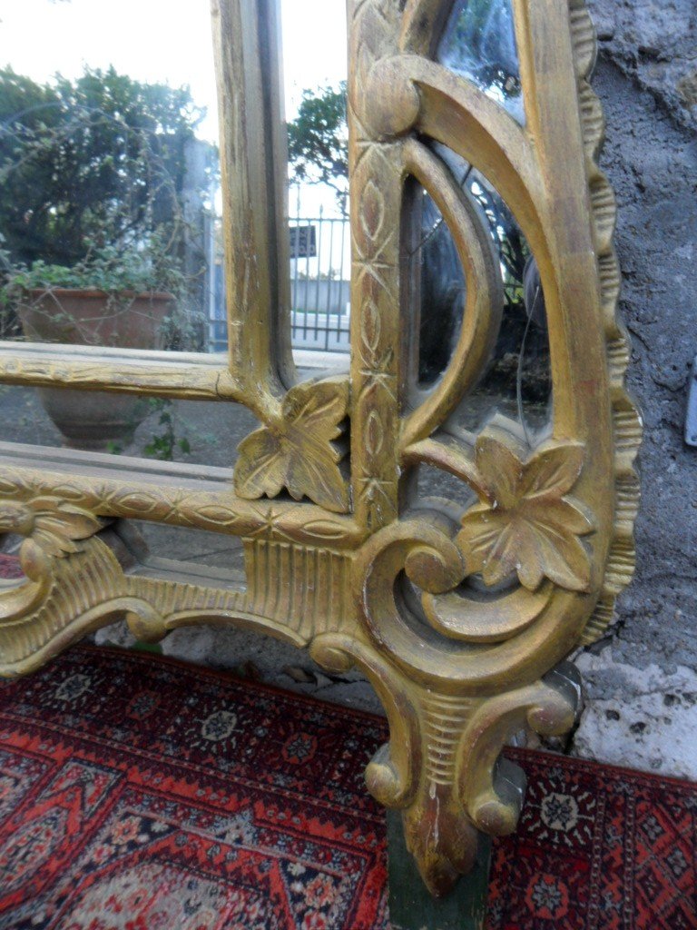 Large Beaucaire Mirror With Glazing Beads In Gilded Wood -photo-4