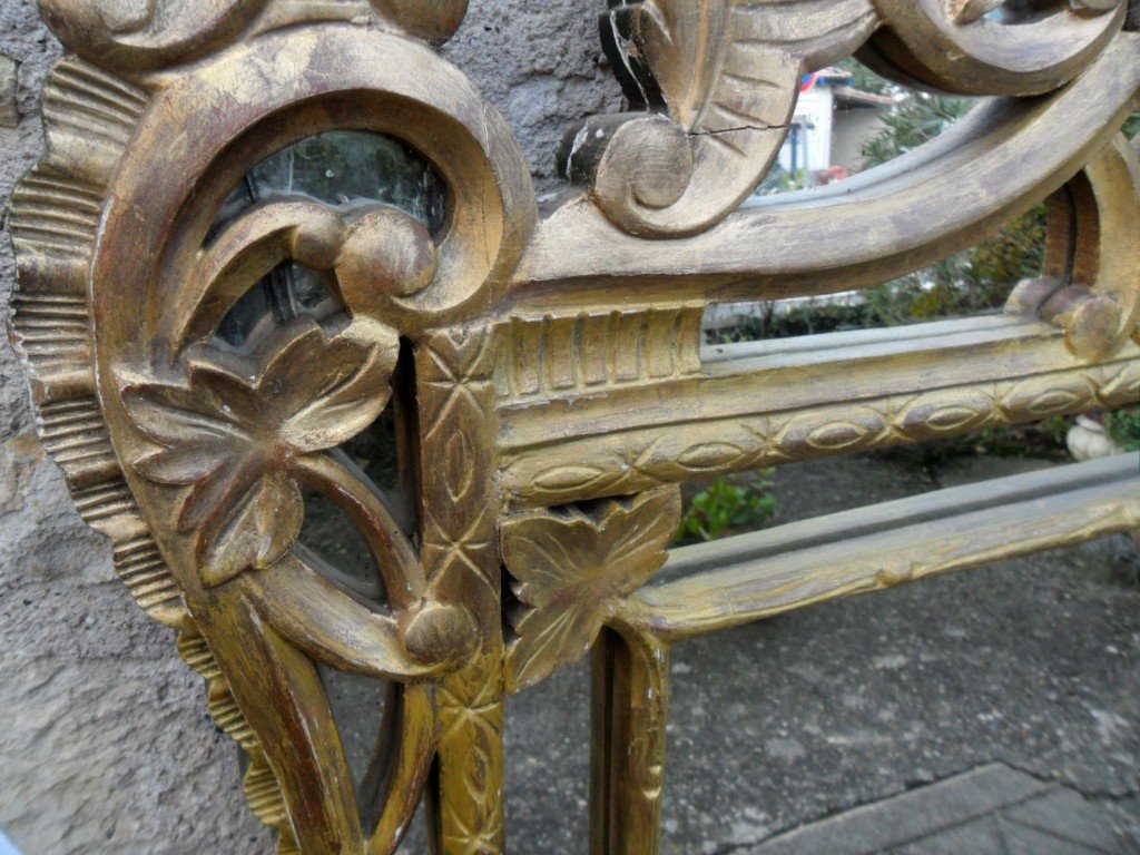 Large Beaucaire Mirror With Glazing Beads In Gilded Wood -photo-2