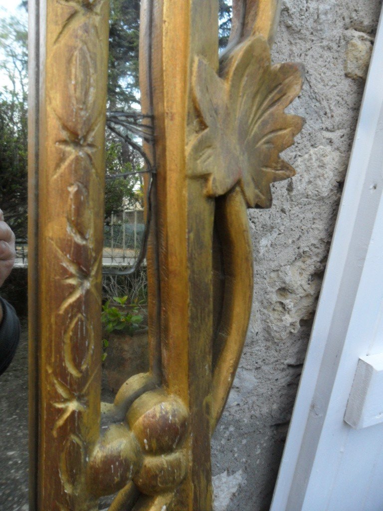 Large Beaucaire Mirror With Glazing Beads In Gilded Wood -photo-3