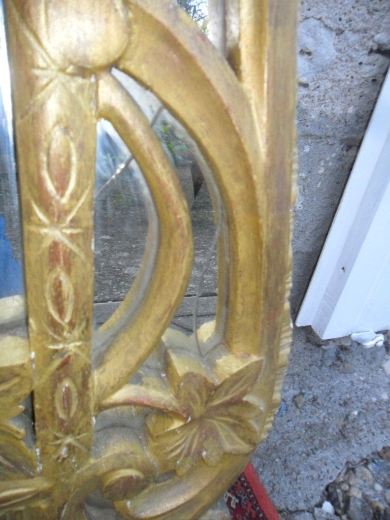 Large Beaucaire Mirror With Glazing Beads In Gilded Wood -photo-4