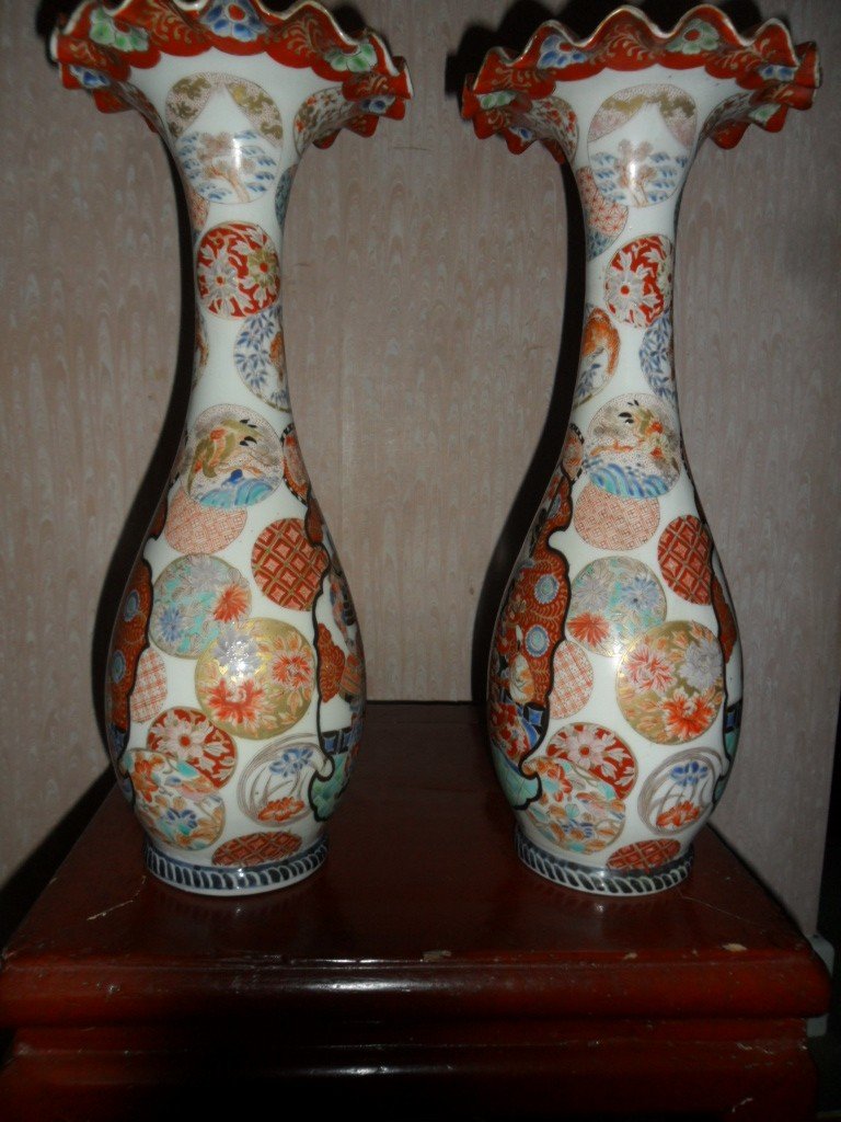 Pair Of Kutani Vases -photo-5