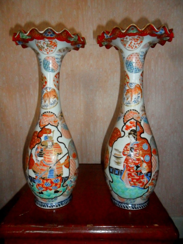 Pair Of Kutani Vases 