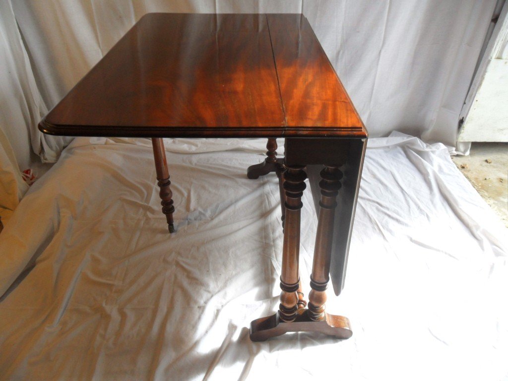 Table Called "gate Leg" In Solid Mahogany 19th Century-photo-2