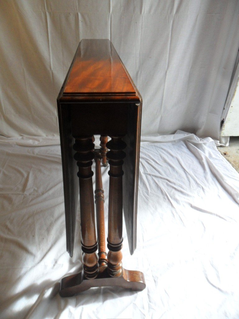 Table Called "gate Leg" In Solid Mahogany 19th Century-photo-3