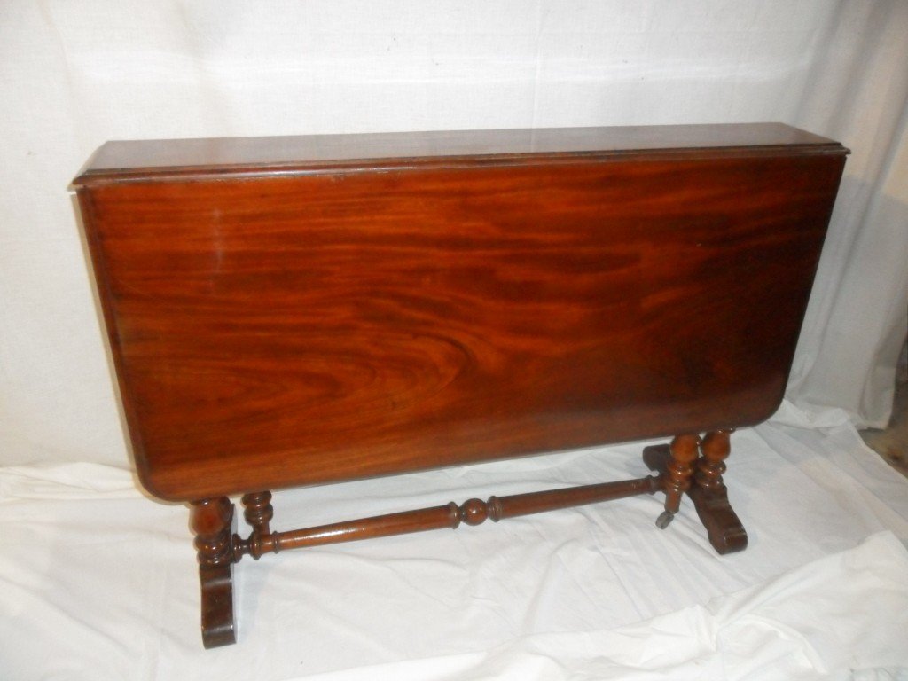 Table Called "gate Leg" In Solid Mahogany 19th Century-photo-4