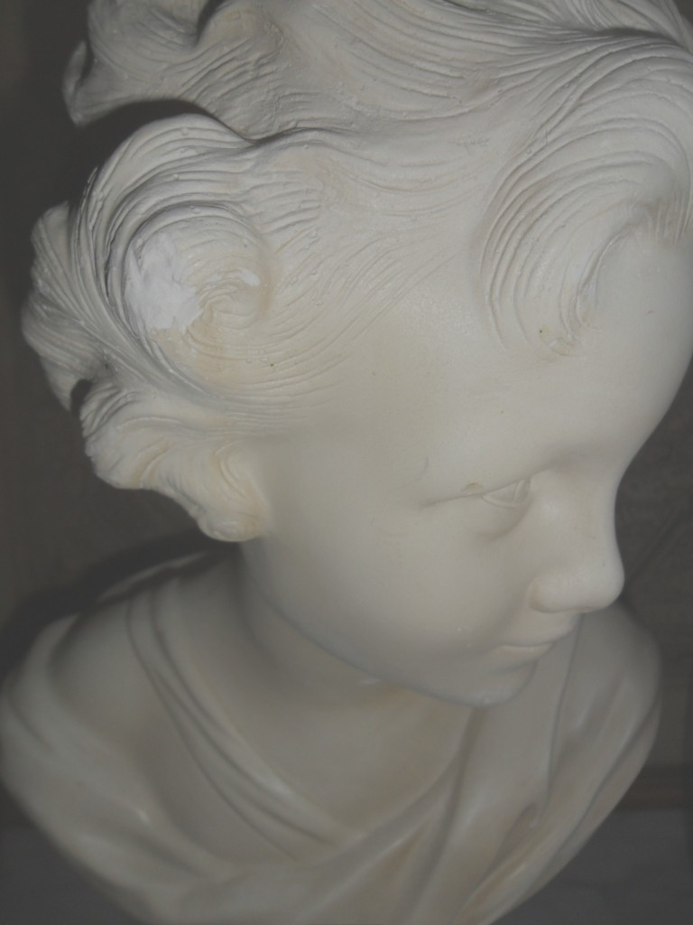 Antique Bust Of A Young Boy In Plaster -photo-1