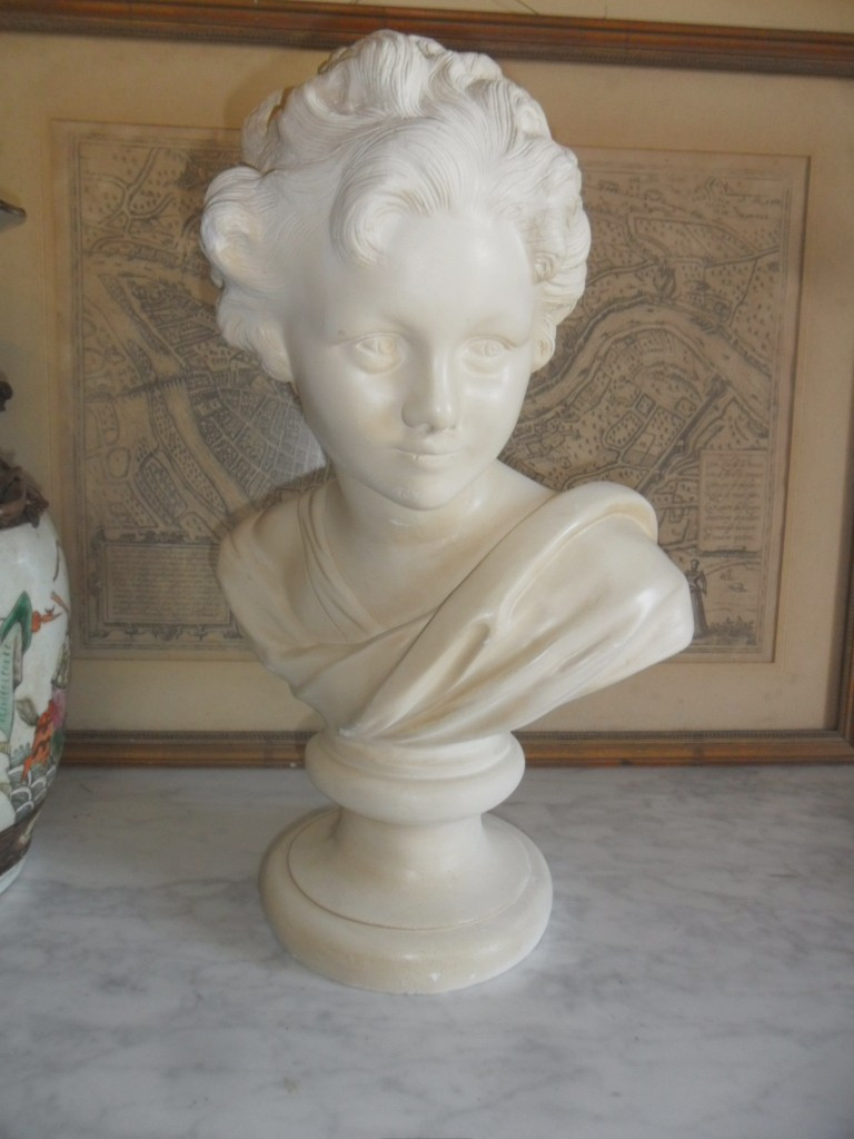 Antique Bust Of A Young Boy In Plaster -photo-3