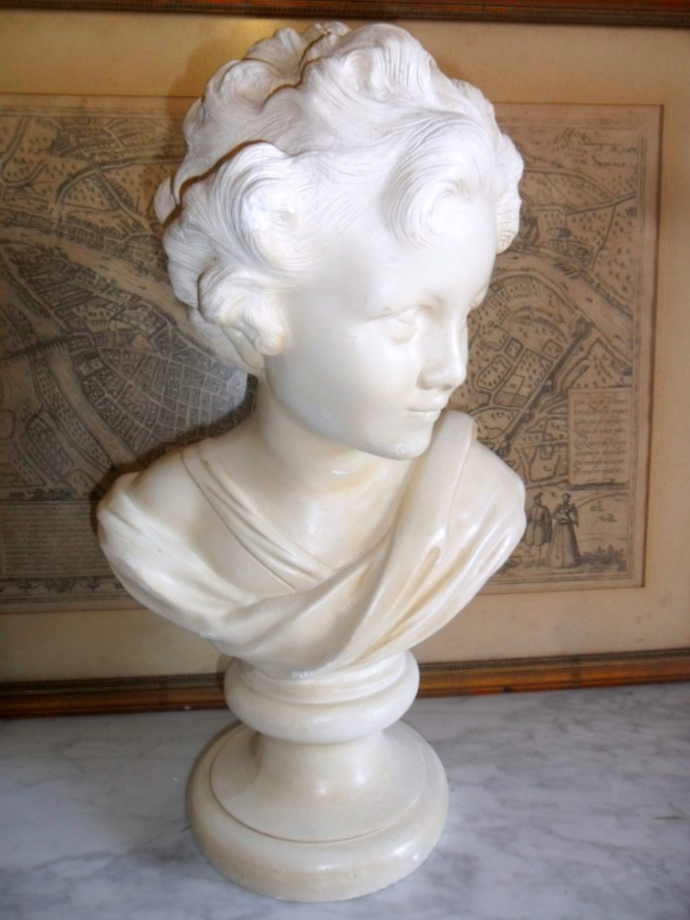 Antique Bust Of A Young Boy In Plaster 