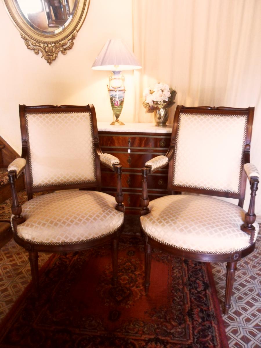 Paire De Fauteuils en Acajou De Style Louis XVI Directoire