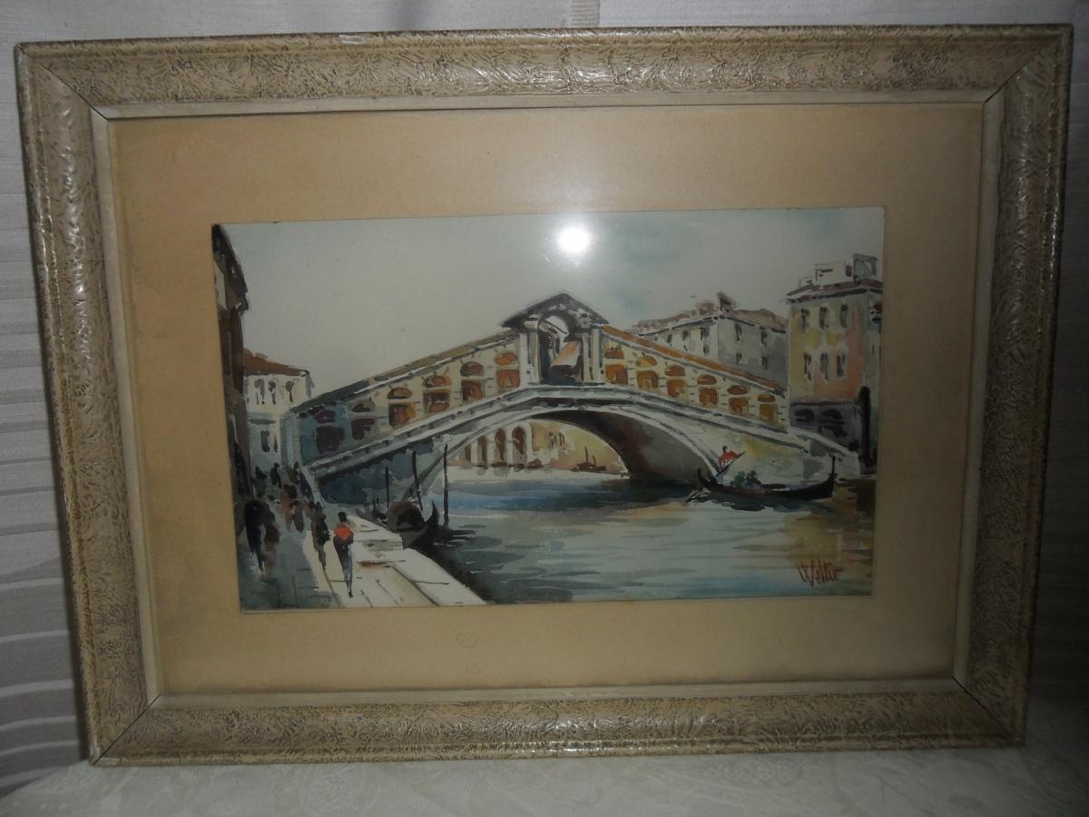 Aquarelle "Pont Du Rialto" Venise-photo-2