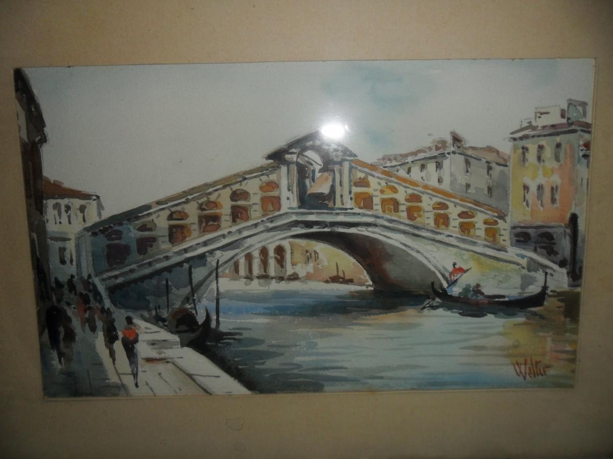 Aquarelle "Pont Du Rialto" Venise-photo-4