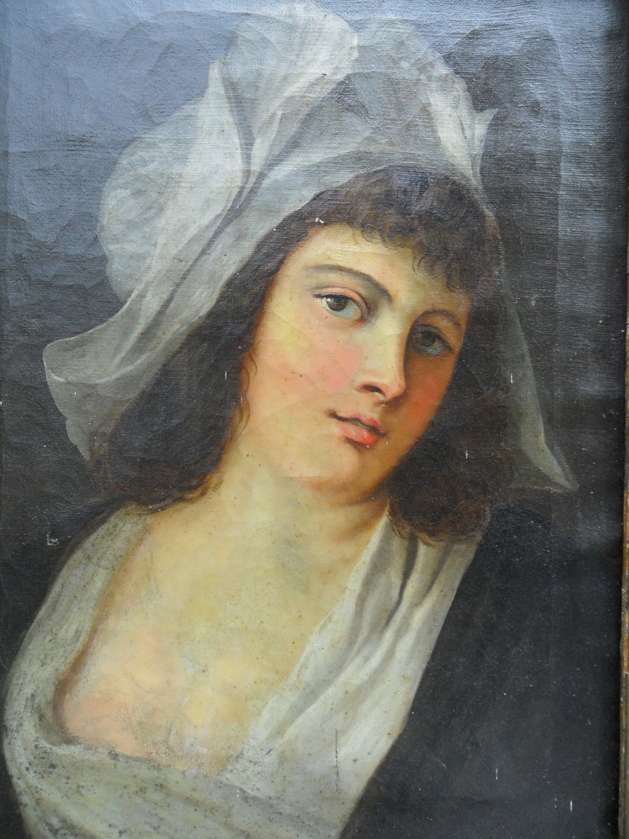 Ecole Francaise Portrait De Jeune Fille 18ème-photo-2