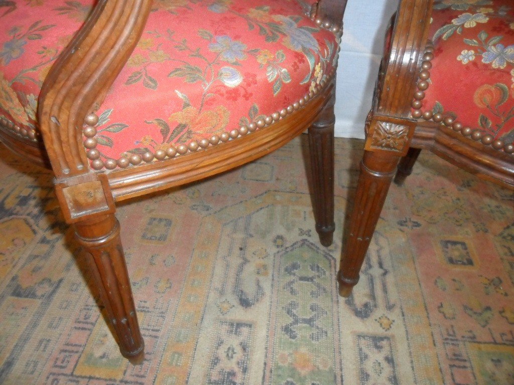 Pair Of Louis XVI 18th Armchairs-photo-4