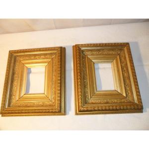 Pair Of 19th Century Frames In Stucco And Gilded Wood Napoleon III