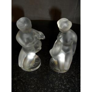 Pair Of Lalique Crystal Statuettes