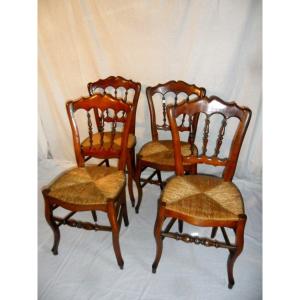 Suite Of 4 Napoleon III Straw Chairs