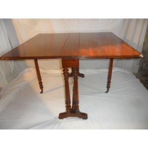 Table Called "gate Leg" In Solid Mahogany 19th Century