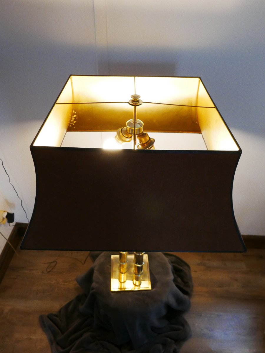 70s Polished Brass Bamboo Lamp-photo-2