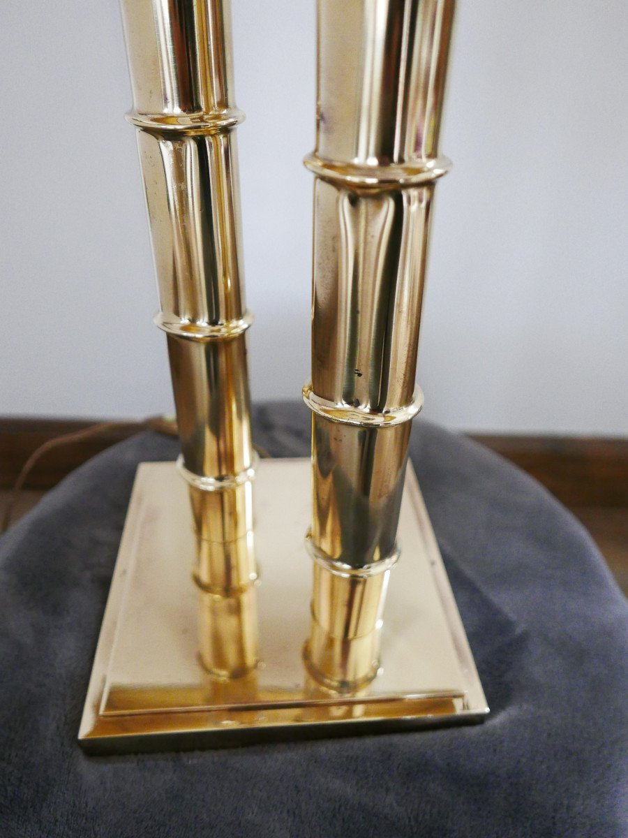 70s Polished Brass Bamboo Lamp-photo-2