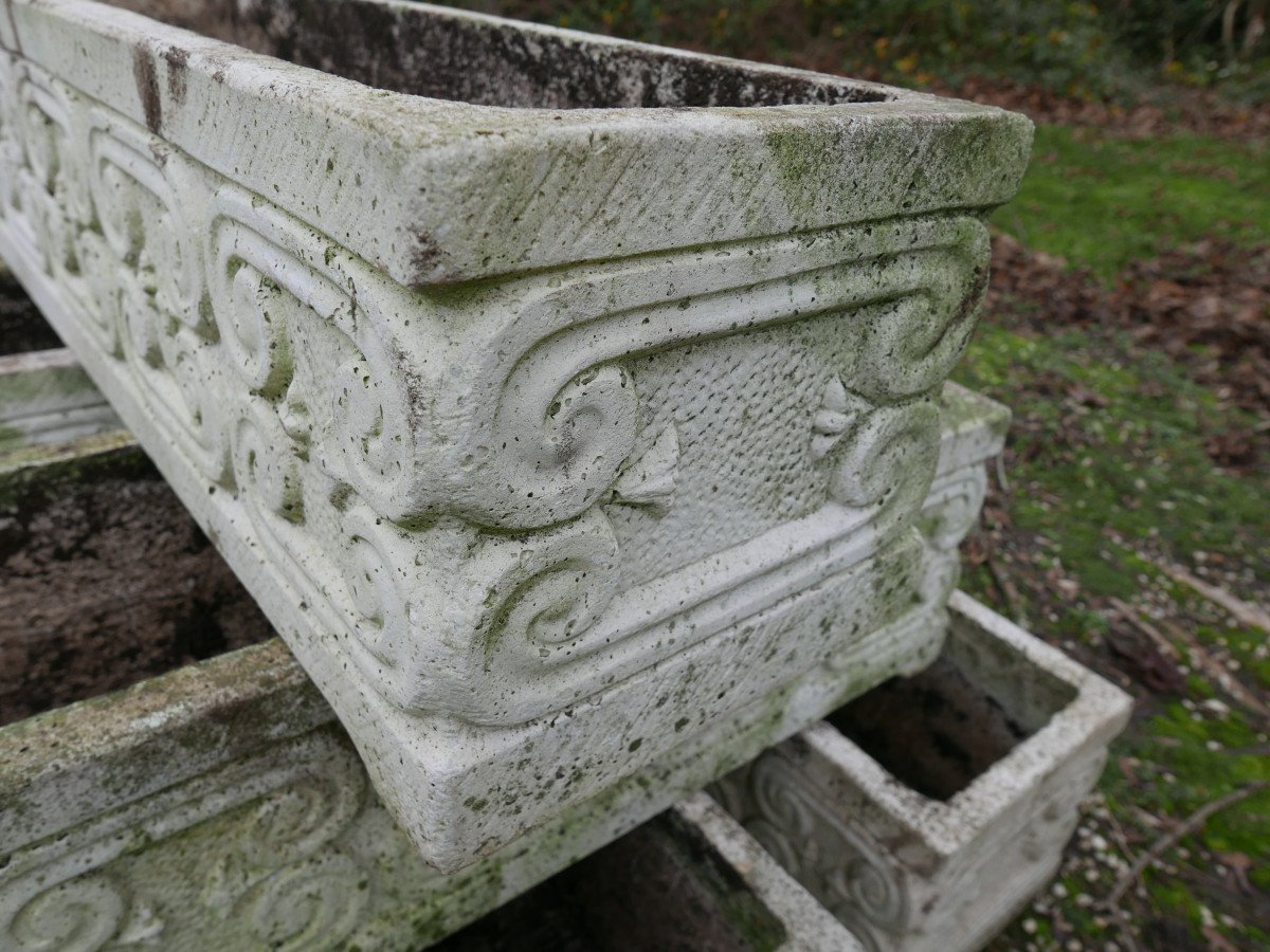 Set Of Six Reconstituted Stone Planters-photo-2