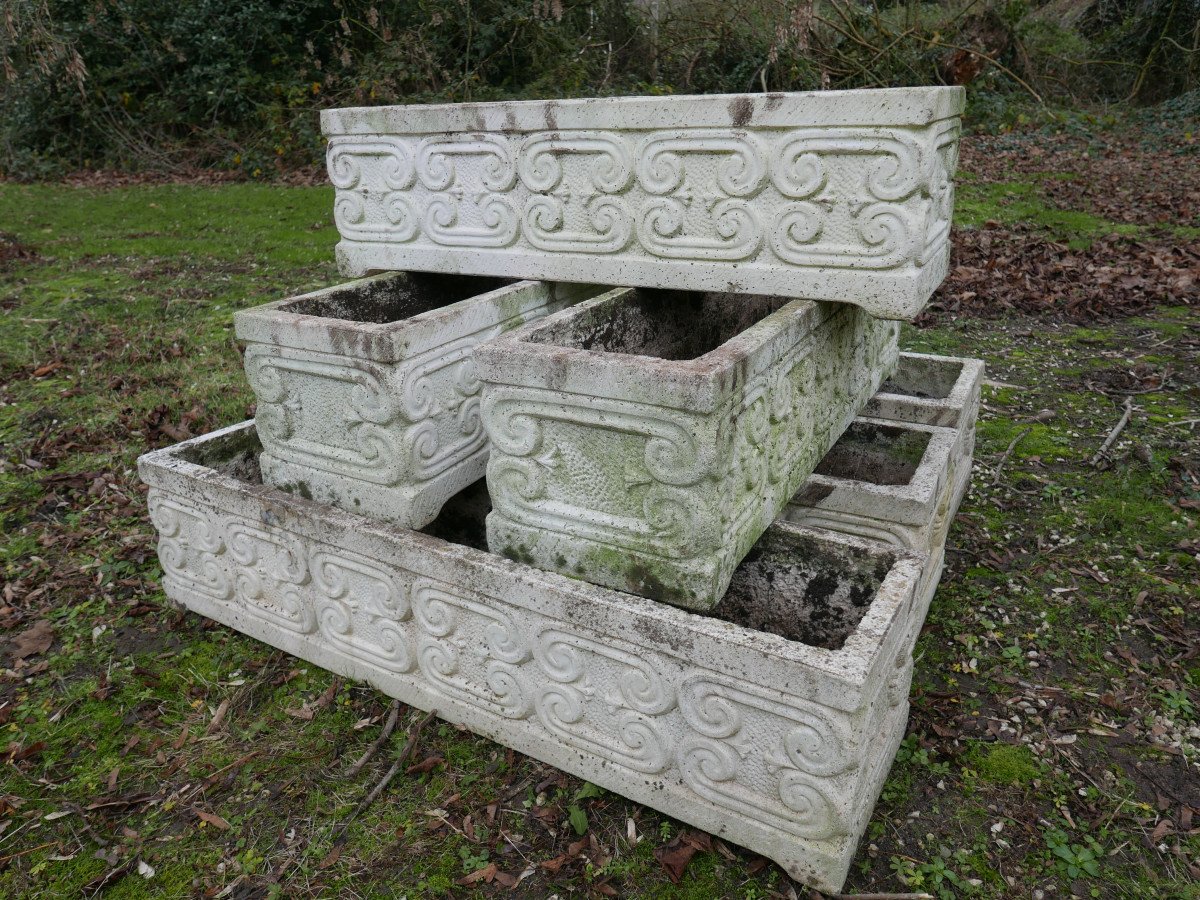 Set Of Six Reconstituted Stone Planters