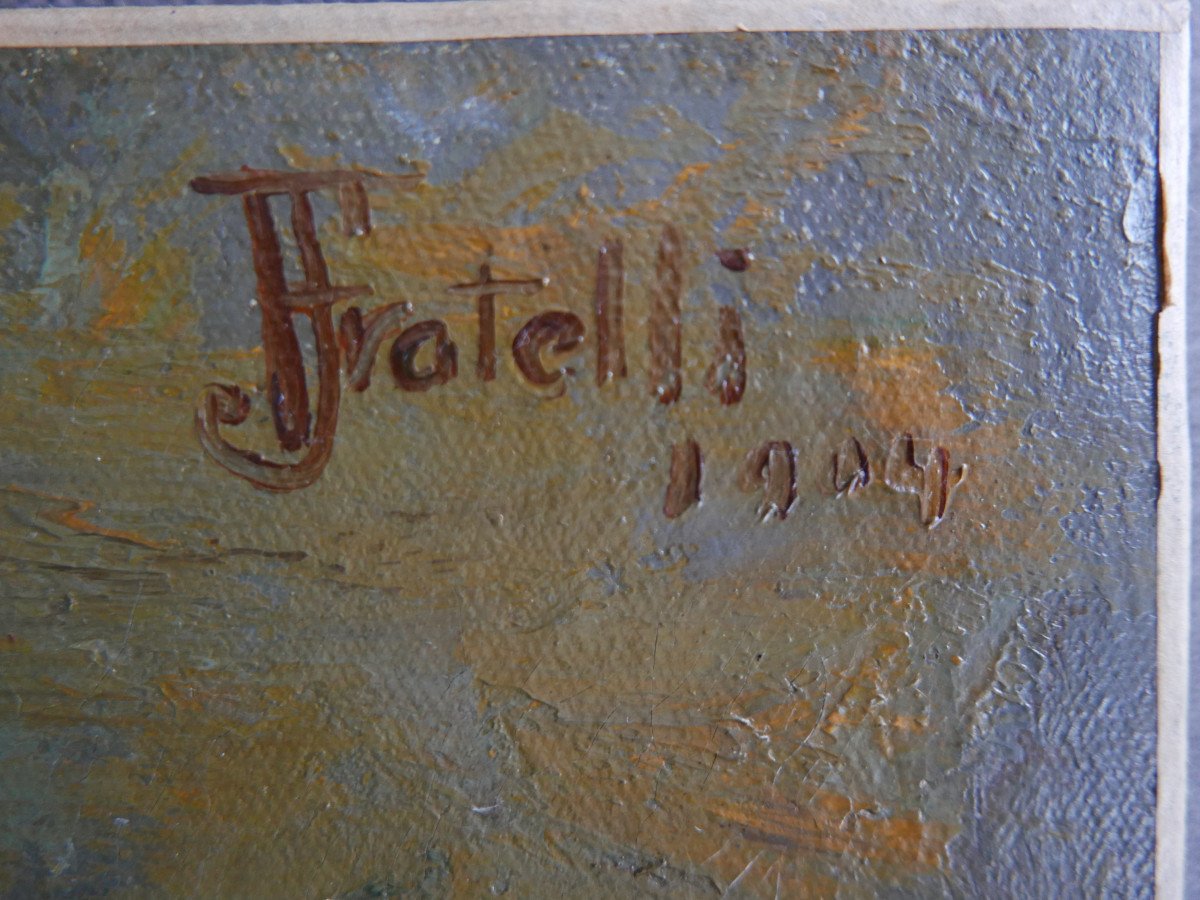 J. Fratelli Oil On Canvas Still Life Dated 1904-photo-3