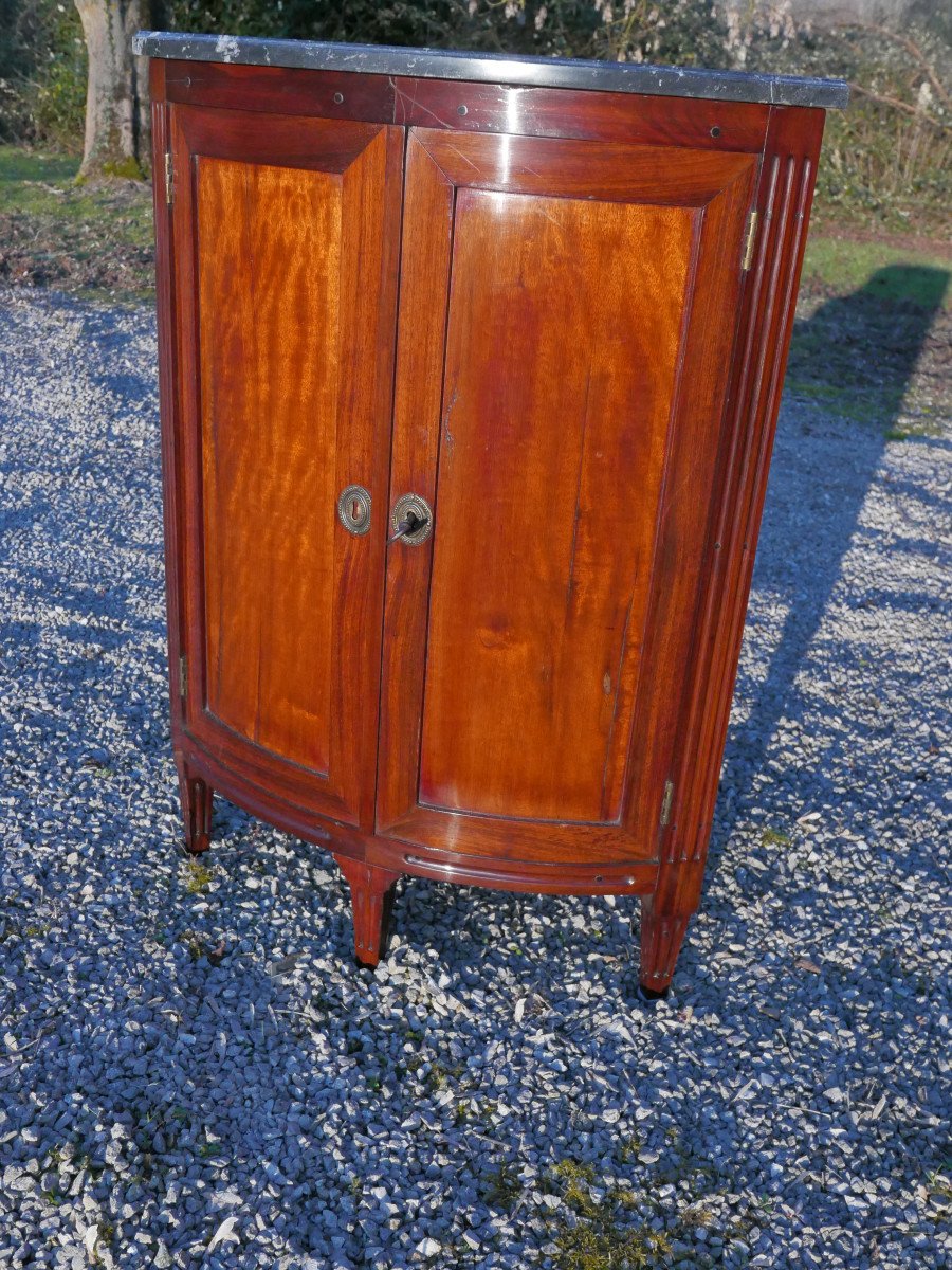 Small Louis XVI Mahogany Corner Cabinet 18th Century-photo-4