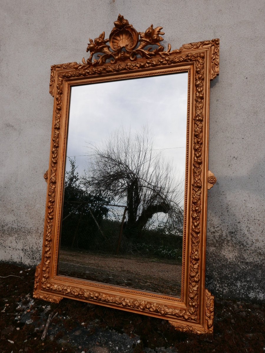 Miroir Fin ème En Bois Et Stc Doré-photo-4