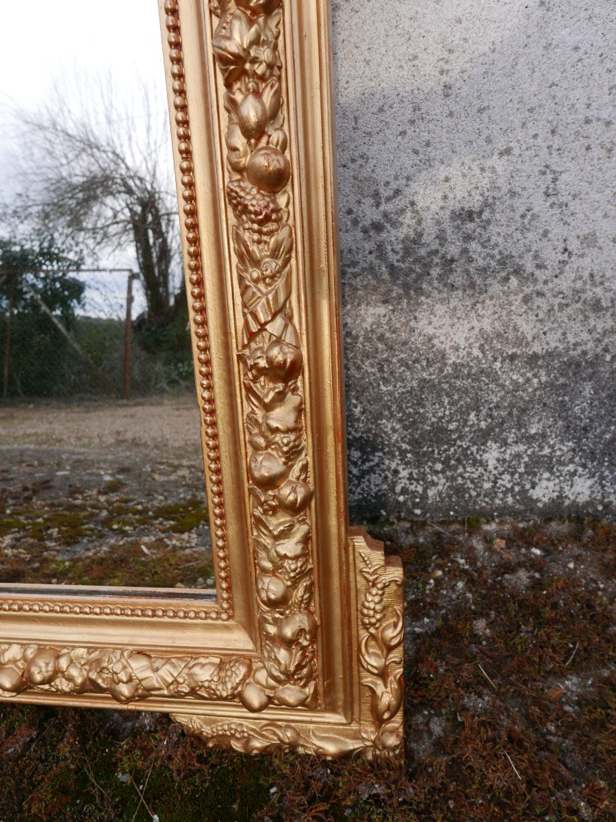 Miroir Fin ème En Bois Et Stc Doré-photo-1