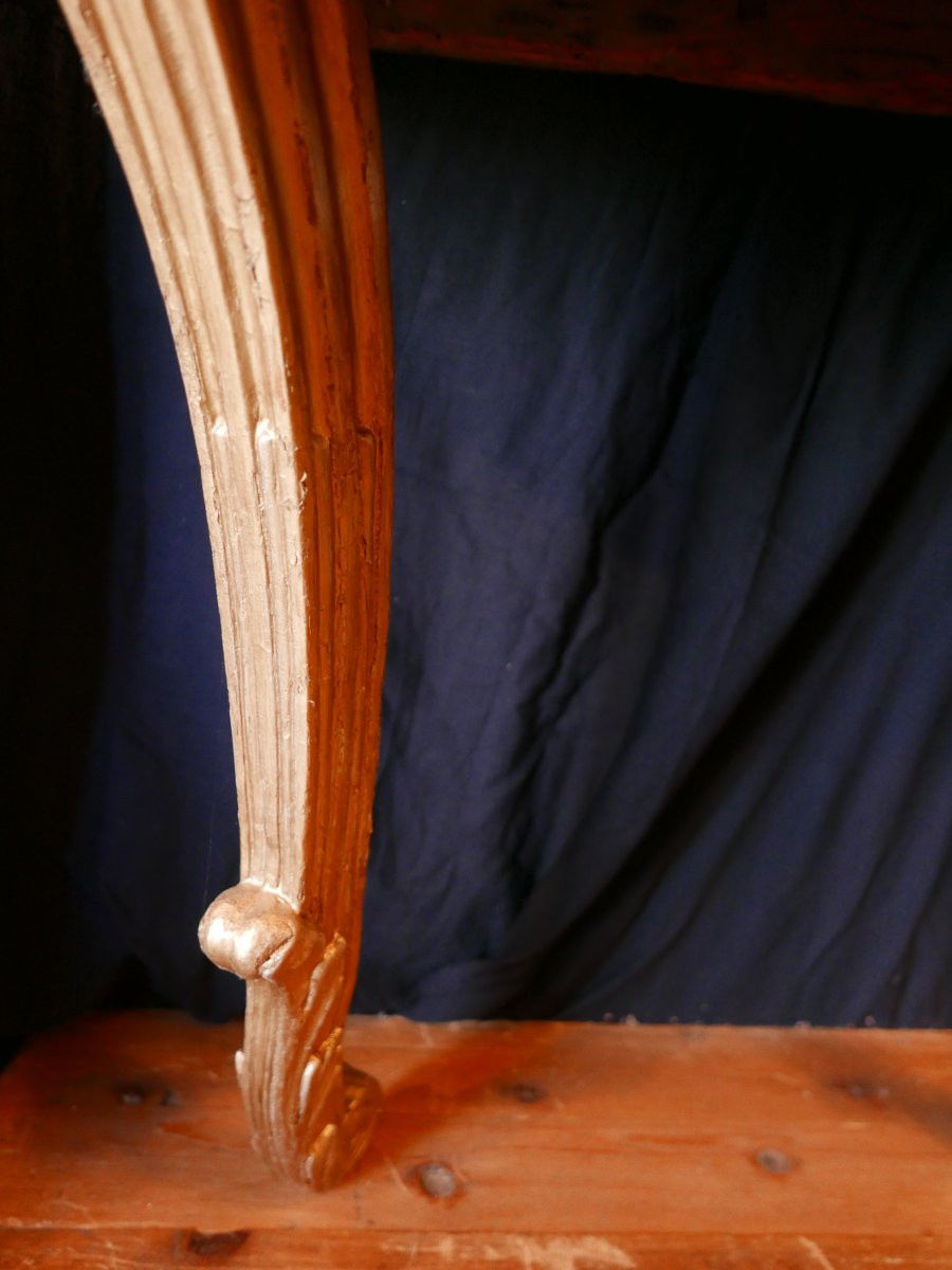 Oval-shaped Console Table In Carved Wood. Louis XVI, 18th Century.-photo-1