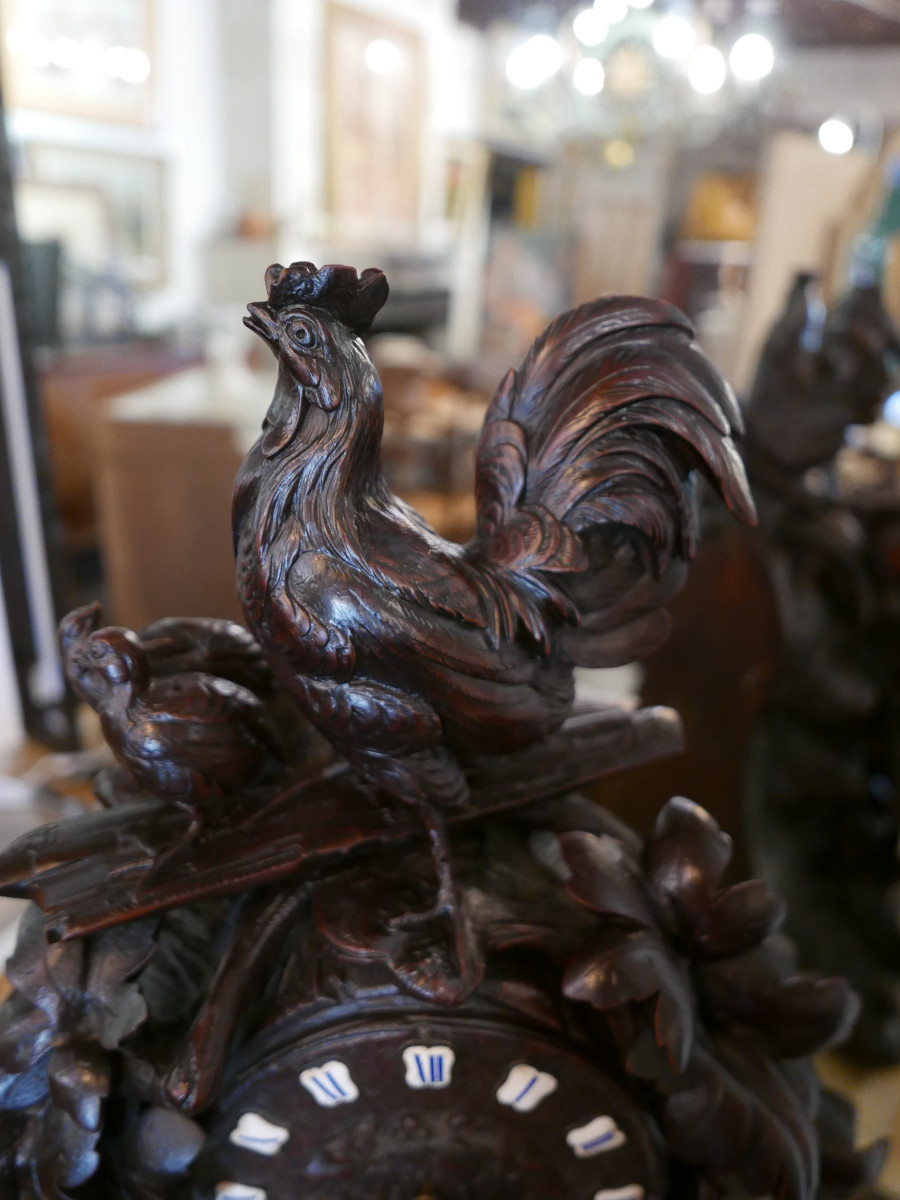 Black Forest Rooster Clock, Late 19th Century-photo-3