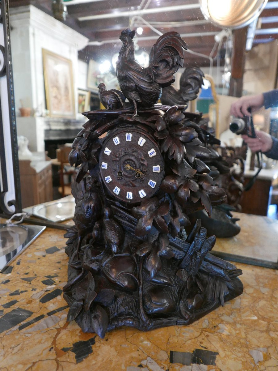 Black Forest Rooster Clock, Late 19th Century-photo-3