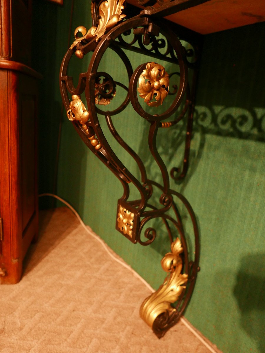 Louis XVI Style Console In Wrought Iron Late 18th-photo-3