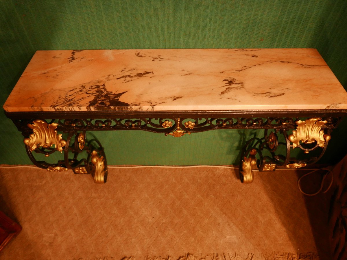 Louis XVI Style Console In Wrought Iron Late 18th-photo-3