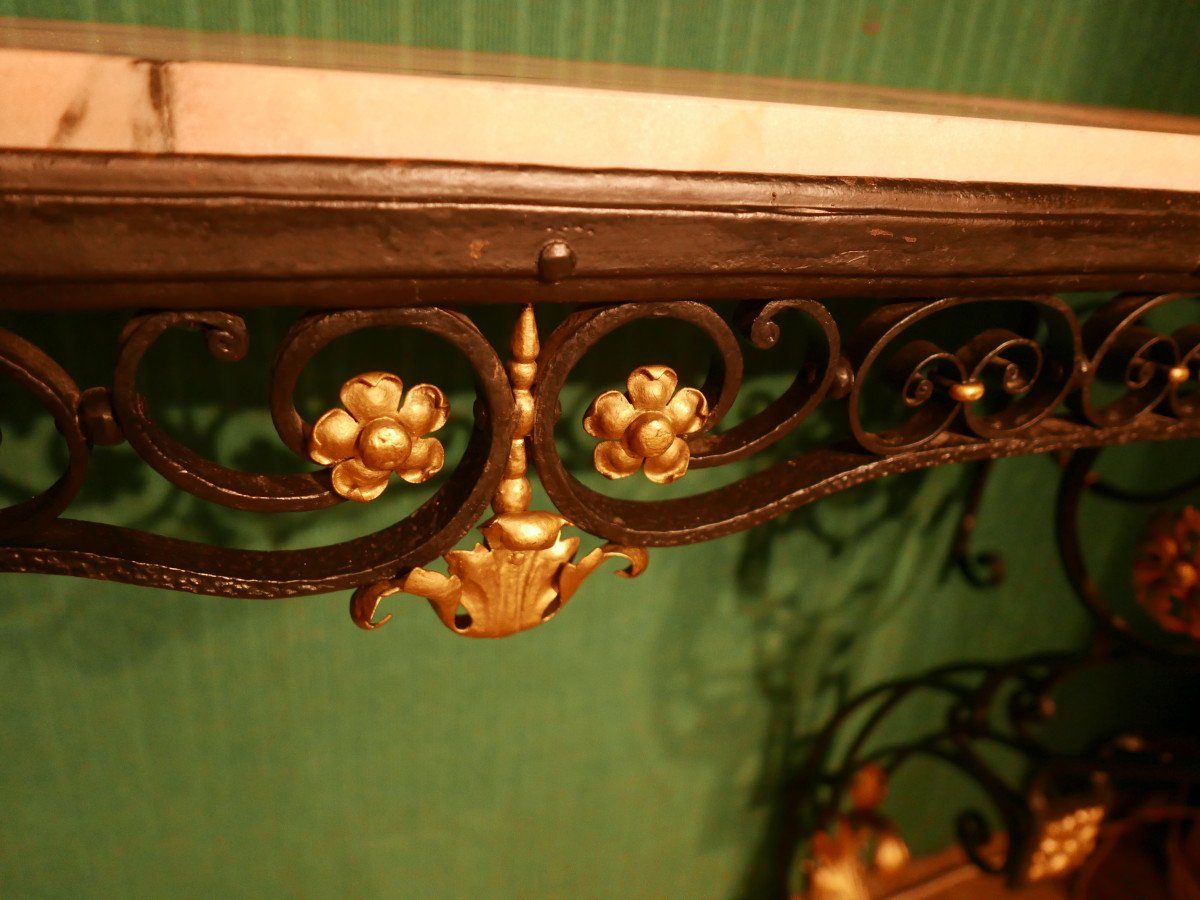 Louis XVI Style Console In Wrought Iron Late 18th-photo-6