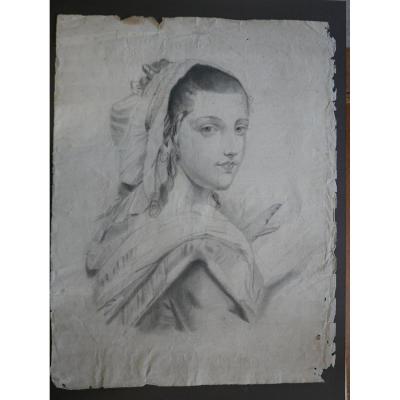 Portrait In Cayon Dated 1847 "g. Sand's Chambermaid"