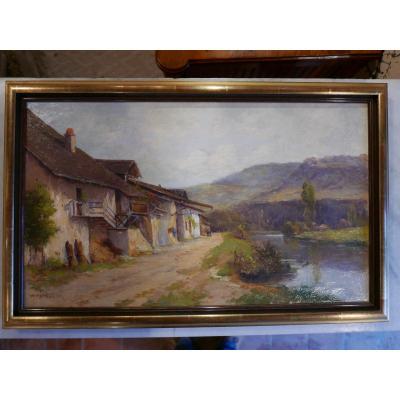 Oil On Canvas Country Scene Early 20th