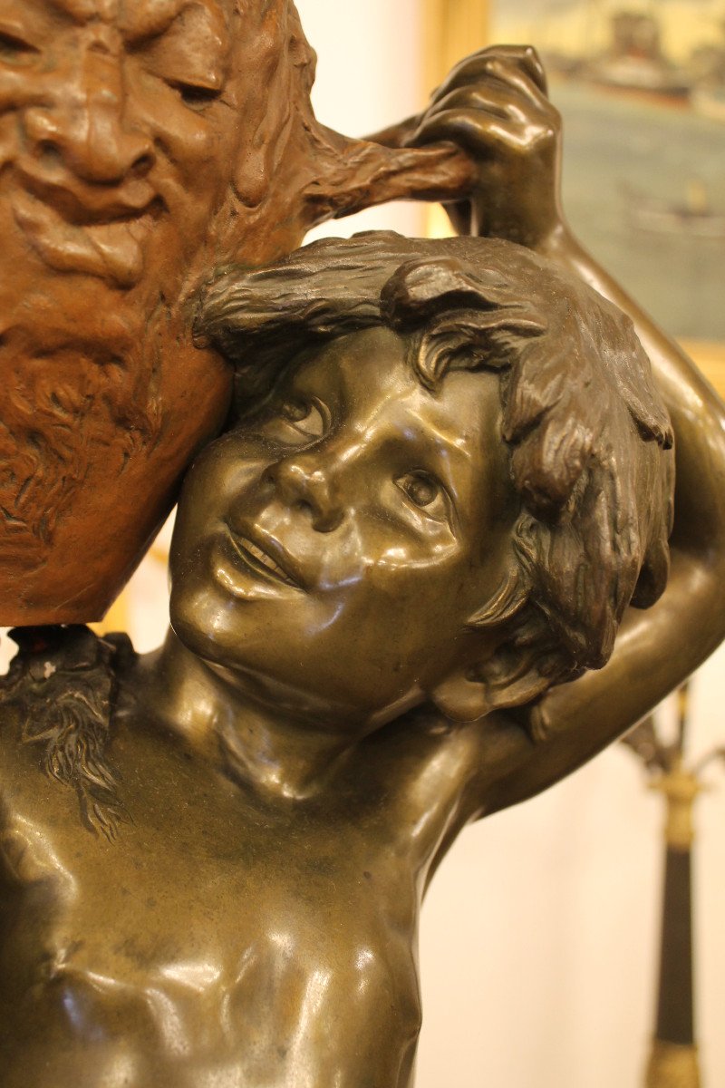 Auguste Moreau (1834-1917) - Enfant à La Jarre , Grande Sculpture En Bronze-photo-1